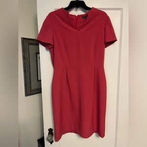 Tahari Red Ruffled Short Sleeve Dress
